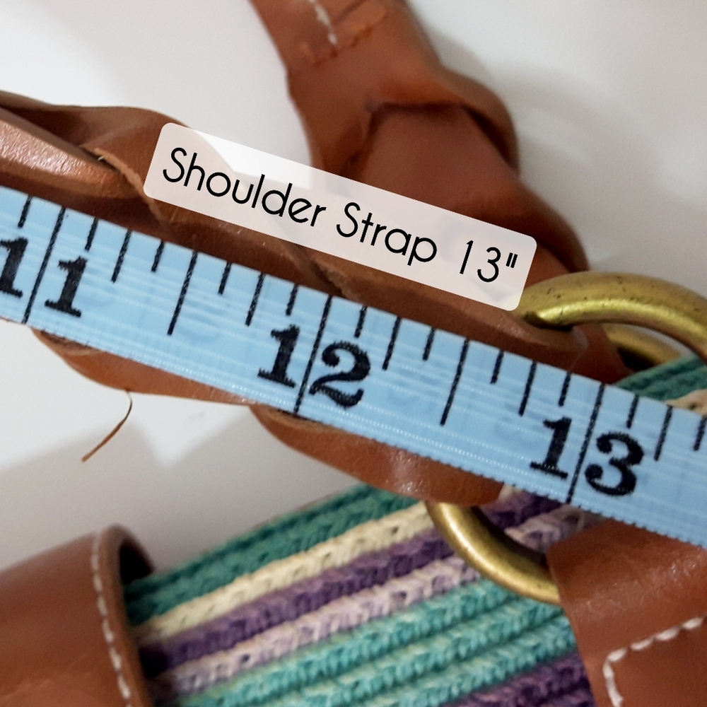 Beach Boho Woven Bag|Shoulder Tote Bag | Multicolor Stripped Cotton - Picture 10 of 12